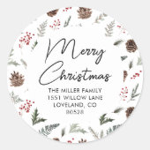 クリスマスカード差出人住所封筒用シールラベル ラウンドシール (正面)