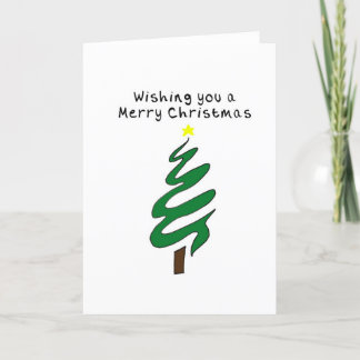 クリスマスカード手描きグリーンクリスマスツリー シーズンカード