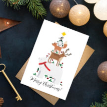 クリスマスカード新年の動物かわいいイラストレーション