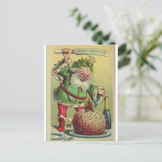 クリスマスカード父クリスマスがプリンを攻撃 ポストカード (スタンド正面)