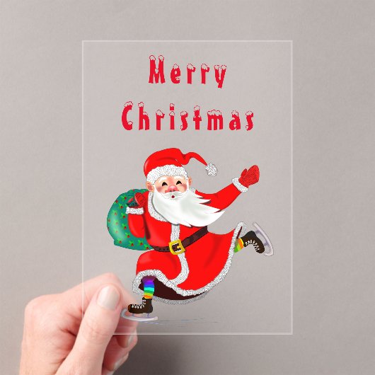 クリスマスカード贈り物とサンタさん アクリル招待状 (インサイチュ (ポータブル))