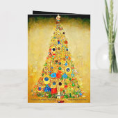 クリスマスカード金ゴールドとグリーングスタフクリムトスタイル カード (裏面)