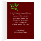 クリスマスカード金ゴールドと赤ビクトリアン色 (内側 (右))