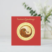 クリスマスカード金ゴールド陰陽鳩ピース&調和 シーズンカード (スタンド正面)