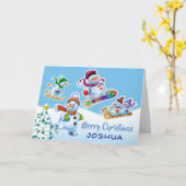 クリスマスカード雪だるまカスタムカード。 カード (黄色い花)