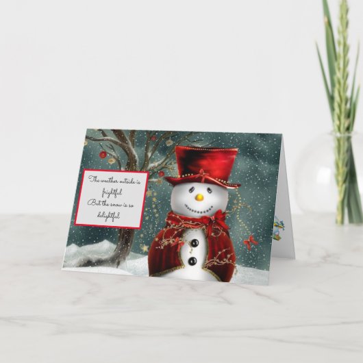 クリスマスカード雪だるまノースノー行く場所 シーズンカード (正面)