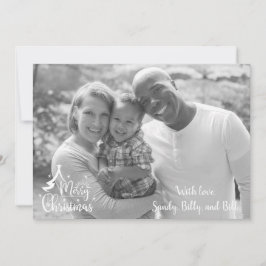 クリスマスカード2枚フォト2サイド白黒 カード