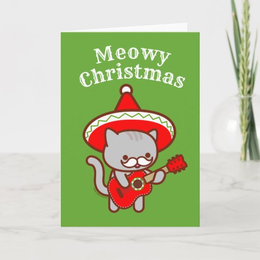 クリスマスカード: "ねこねこクリスマス" ねこイアチ猫 カード (正面)