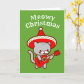 クリスマスカード: "ねこねこクリスマス" ねこイアチ猫 カード (黄色い花)
