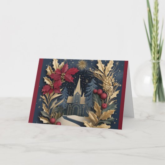 クリスマスカード – エレガント教会 カード (正面)