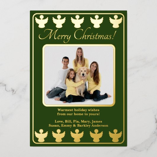 クリスマスカード エンジェル グリーン 箔シーズンカード (正面)