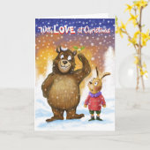 クリスマスカード「クリスマスに愛を持つ」ベア カード (黄色い花)