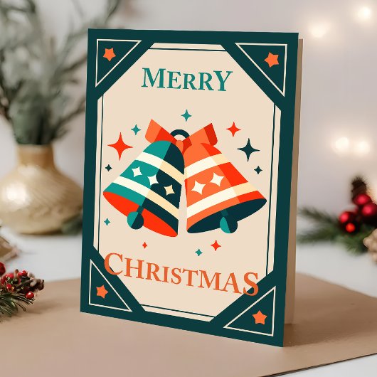 クリスマスカード - クリスマスのジングルベルと星 カード