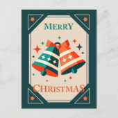 クリスマスカード - クリスマスのジングルベルと星 ポストカード (正面)