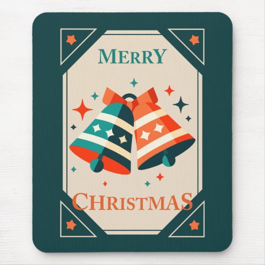 クリスマスカード – クリスマスジンルベルと星 マウスパッド (正面)