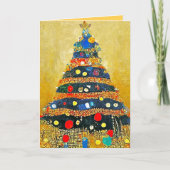クリスマスカード　グスタフ・クリムトスタイルのツリーのライト カード (正面)