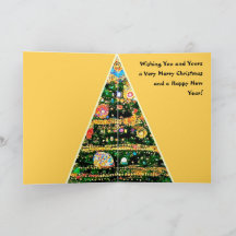 クリスマスカード グスタフ・クリムトスタイルの木のライト