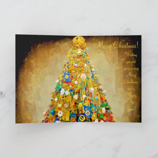 クリスマスカード ゴールドとグリーン グスタフ・クリムトスタイル カード (内部)