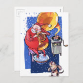 クリスマスカード。サンタ遊の音楽。 シーズンポストカード (正面/裏面)