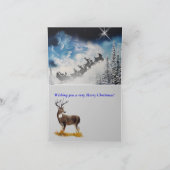 クリスマスカード、シカおよびサンタクロースの飛行 シーズンカード (内部)