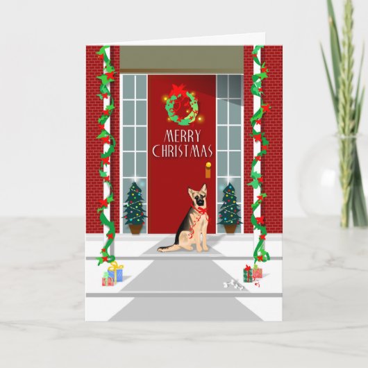 クリスマスカード-ジャーマン・シェパードのクリスマス シーズンカード (正面)