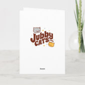 クリスマスカード：ジンジャーブレッドの猫を食べる腹ペコ猫 カード (裏面)