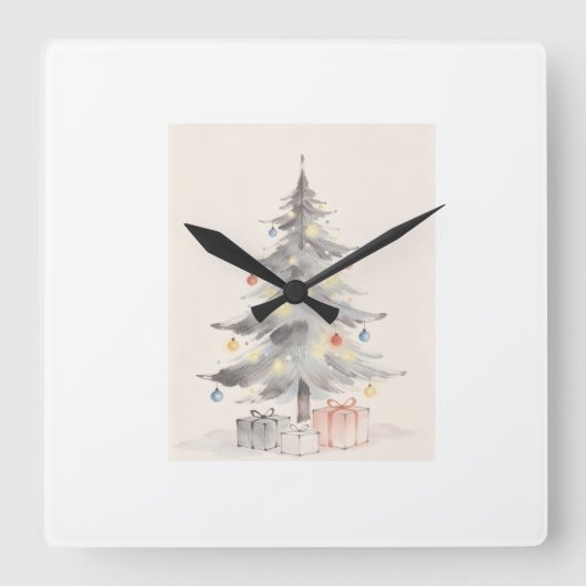 クリスマスカード スクエア壁時計 (正面)