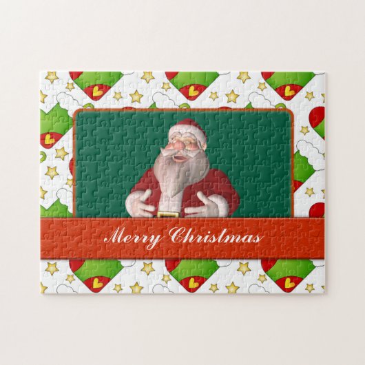 クリスマスカード(ストッキングと星) ジグソーパズル (横)