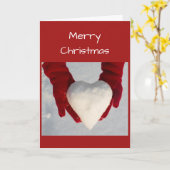 クリスマスカード – スノーウィーハート カード (黄色い花)