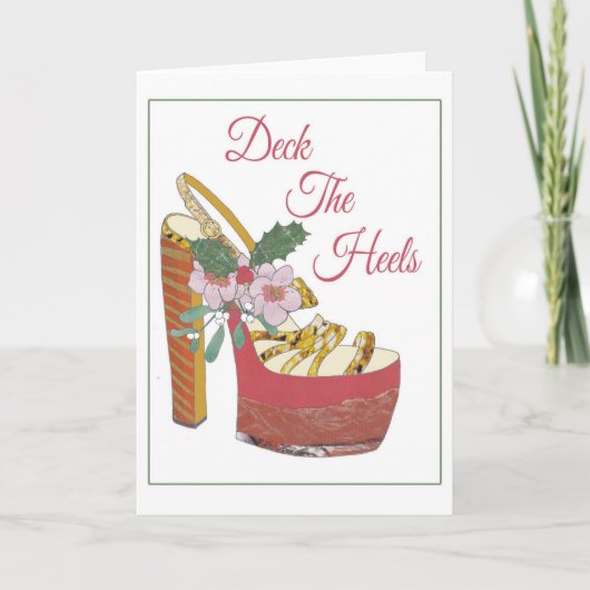 クリスマスカード。 デッキかかと。 ヤドリギの靴 シーズンカード (正面)