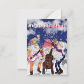 クリスマスカード ハッピーなノームの音楽バンド ノートカード (正面)