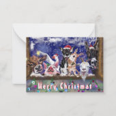 クリスマスカード ハッピー ファーム アニマル パーティ - 楽しい ノートカード (正面)