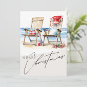 クリスマスカード(ビーチテーマ)。5 x 7インチ 招待状 (スタンド正面)