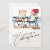 クリスマスカード(ビーチテーマ)。5 x 7インチ 招待状 (正面/裏面)