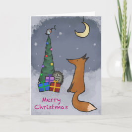 クリスマスカード、フォックスと友人、あなたの写真と シーズンカード