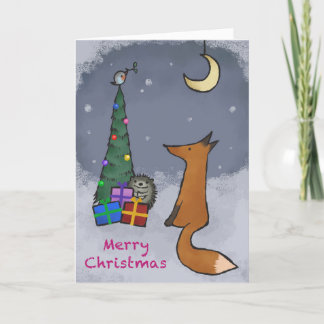 クリスマスカード、フォックスと友人、あなたの写真と シーズンカード