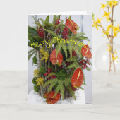 クリスマスカード - フラミンゴの花 カード (黄色い花)