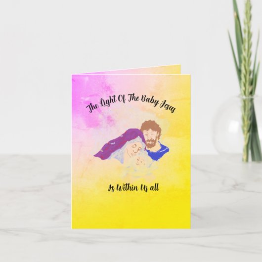 クリスマスカード：ベビーイエスの光 サンキューカード (正面)