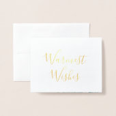 クリスマスカード、ホリデーウォーターカラーピンクフラミンゴ 箔カード (封筒付き正面)