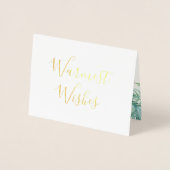 クリスマスカード、ホリデーウォーターカラーピンクフラミンゴ 箔カード (正面)