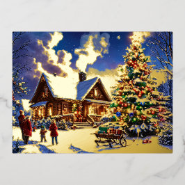 クリスマスカード | ホリデーグリーティングカード 箔シーズンポストカード