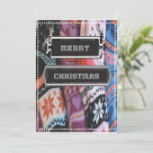 クリスマスカード ホリデーストッキング ニット セーター 縫い付けられた (スタンド正面)