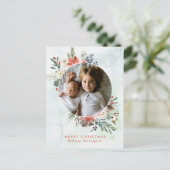 クリスマスカード ポストカード 繊細な花のリース (スタンド正面)