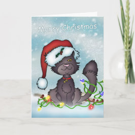 クリスマスカード – メリークリスマスグレー猫