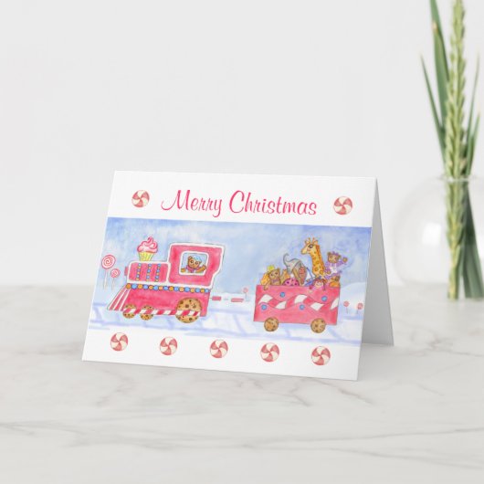 クリスマスカード メリークリスマス トレイン キャンディ (正面)