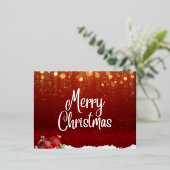 クリスマスカード – モダンメリークリスマスグリーティング 箔シーズンポストカード (立ち正面)