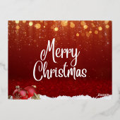 クリスマスカード – モダンメリークリスマスグリーティング 箔シーズンポストカード (裏面)
