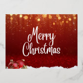 クリスマスカード – モダンメリークリスマスグリーティング 箔シーズンポストカード (正面)