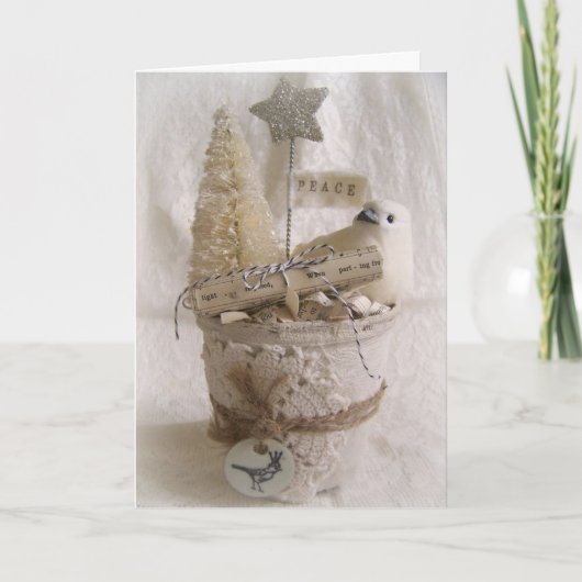 クリスマスカード – ヴィンテージみすぼらしいシックなクリスマスデコール (正面)