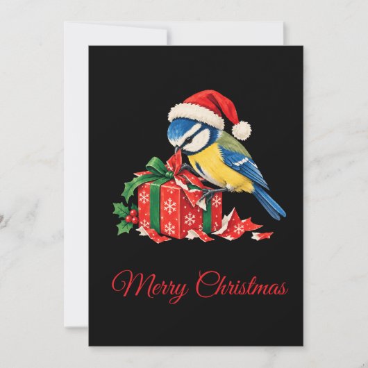 クリスマスカード 冗談シジュウカラ (正面)